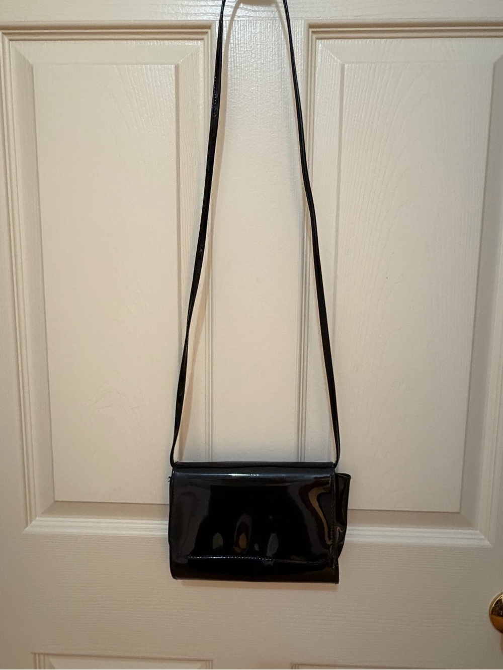 Classic Black Patent Crossbody Bag - Women